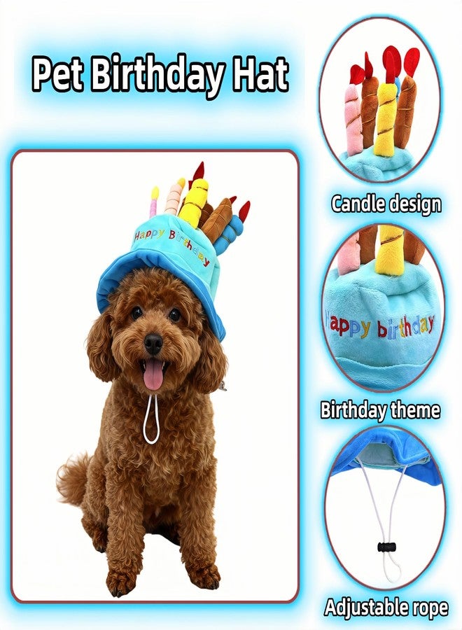 RyanDesign Pet Birthday Hat with Sound Generator, Blue Plush Cake Design with 5 Candles, Adjustable Party Hat for Dogs and Cats, 7.09 x 3.54 x 2.56Inch（Blue） - Image 5